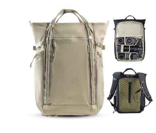PGYTECH OneGo Roamer Tote Camera Backpack, 25L Water-Resistant Dual Carry Tote Bag for DSLR/Mirrorless Cameras, DJI Mavic Drone, 16" MacBook Air, Tripod Holder, Side/Top Access - Sand Khaki - color: Sand Khaki, size: 25L