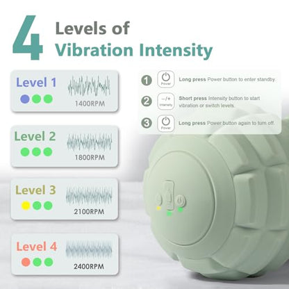 Silicone Vibrating Peanut Massage Ball Roller, Green | Water Resistant , Electric Double Lacrosse Massage Ball, 4 Intensities, For Muscle Tightness Deep Tissue, For Foot Back Hip - color: Green