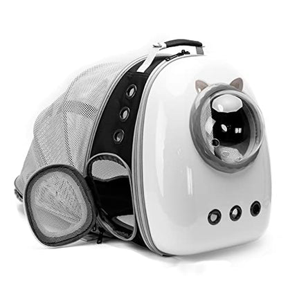 Back Expandable Cat Carrier Backpack, Backpack for Cats Kitten Small Puppy, Airline Approved Cat Bubble Backpack, Space Capsule Astronaut Carrier - color: White