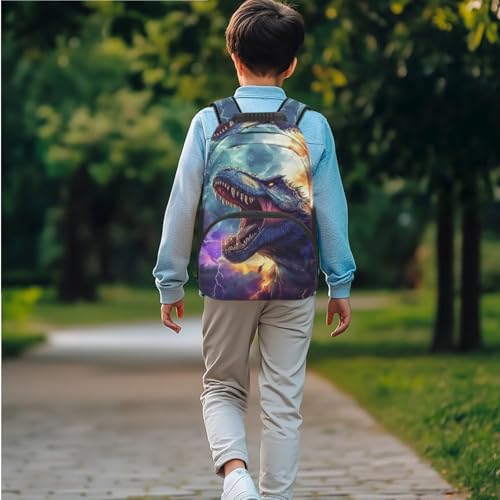 JEOCODY Dinosaur Backpack Kids School Bag for Girls Boys Bookbag with Lunch Box Pencil Pouch Water Bottle Holder Large Capacity Daypack for Travel Hiking Casual Rucksack Back to School Supplies - color: Cool Dinosaur With Lighting Printed