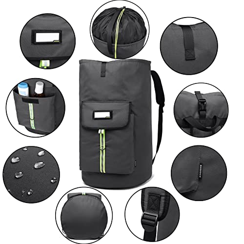laundry bag backpack,extra-large heavy duty laundry bags,laundry backpack for college students,drawstring closure (charcoal grey laundry bag with straps) - color: Charcoal Grey Laundry Bag With Straps