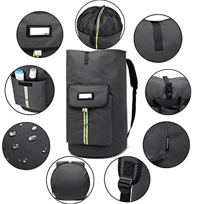 laundry bag backpack,extra-large heavy duty laundry bags,laundry backpack for college students,drawstring closure (charcoal grey laundry bag with straps) - color: Charcoal Grey Laundry Bag With Straps
