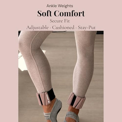 AMOYOU Wrist & Ankle Weights for Women – 2 lb Ankle Weights (Set of 2, 1 lb Each) | Arm Weights for Women | Leg Weights for Walking, Yoga, Cardio & Strength Training - color: Latte