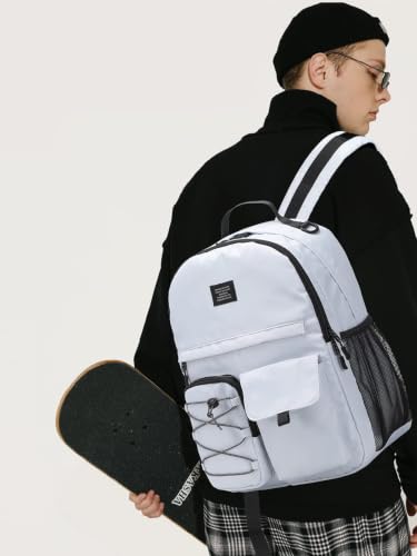 Lohol Casual Backpack for Teen Boys Girls, Water Resistant Daypack with Anti Theft Pocket for Travel School (Grey) - color: Grey