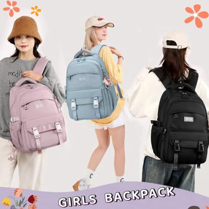 Black Backpack for Teen Girls Women Plain Kids School Bag for Elementary Middle School Bookbag - color: 01a Black