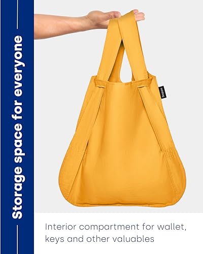 Notabag Original 2 in 1 Backpack and Bag – waterproof – reusable grocery bags – clever design for more flexibility - color: Golden Yellow