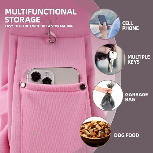Dog Carrier Sling - Reversible Puppy Carrier Purse with Storage Pocket, Hand-Free Dog Sling Carrier for Carry Small Dogs and Cats, Travel Safety Harness, Dog and Cat Harness (Pink) - color: Pink
