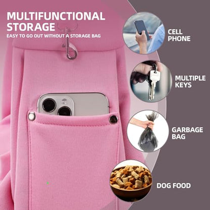 Dog Carrier Sling - Reversible Puppy Carrier Purse with Storage Pocket, Hand-Free Dog Sling Carrier for Carry Small Dogs and Cats, Travel Safety Harness, Dog and Cat Harness (Pink) - color: Pink