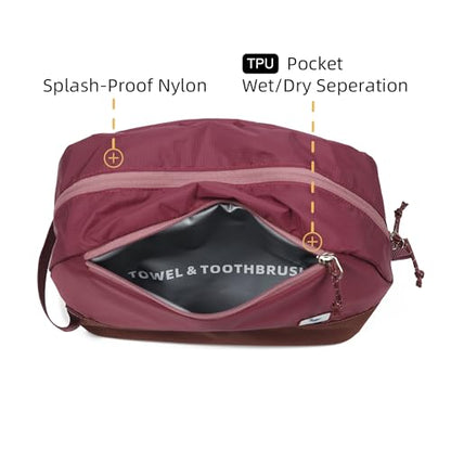 Travel Toiletry Bag For Women, 8L Large Packing Cube with Waterproof TPU Wet/Dry Compartment - color: Valkyrie Red, size: 8L