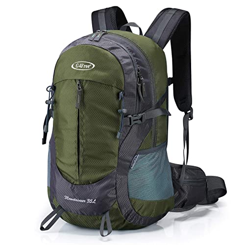 G4Free 35L Hiking Backpack Water Resistant Outdoor Sports Travel Daypack Lightweight with Rain Cover for Women Men (Army Green) - color: Army Green