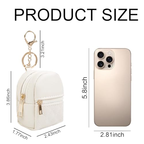 AIBFRID 4Pcs Mini Backpack Keychain,Cute Cosmetic Bag for Women Mother's Day,PU Leather Makeup Bag Key Pocket Lipstick Bag Card Holder Data Cable Organizer Zipper Pouch (black beige pink gray) - color: black beige pink gray