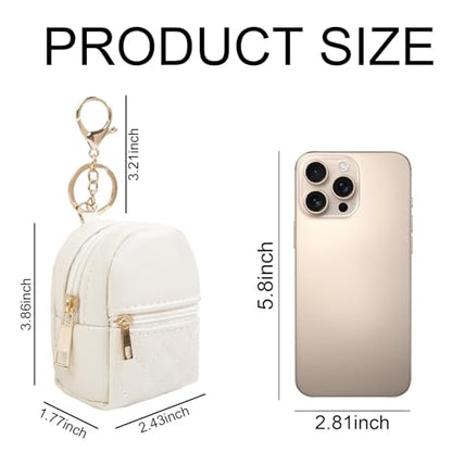 AIBFRID 4Pcs Mini Backpack Keychain,Cute Cosmetic Bag for Women Mother's Day,PU Leather Makeup Bag Key Pocket Lipstick Bag Card Holder Data Cable Organizer Zipper Pouch (black beige pink gray) - color: black beige pink gray