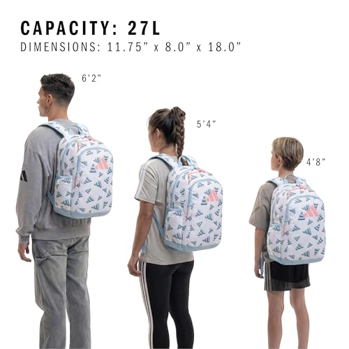 adidas Kids Affiliate Backpack – School Bag for Girls and Boys, 27L, 3D AOP White/Clear Sky Blue/Clear Pink, OSFA - color: 3d Aop White/Clear Sky Blue/Clear Pink