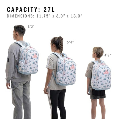 adidas Kids Affiliate Backpack – School Bag for Girls and Boys, 27L, 3D AOP White/Clear Sky Blue/Clear Pink, OSFA - color: 3d Aop White/Clear Sky Blue/Clear Pink
