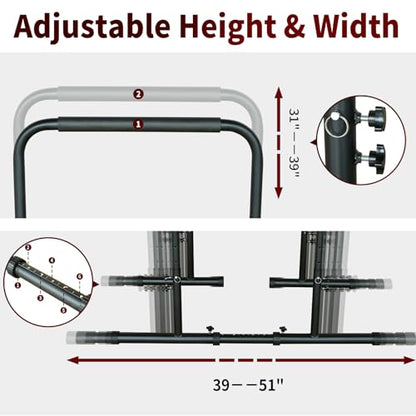Dip Station Functional Heavy Duty Dip Stands Fitness Workout Dip bar Station Stabilizer Parallette Push Up Stand, Adjustable Dip Bar Station for Home Gym, Calisthenics & Upper Body Workout Equipment