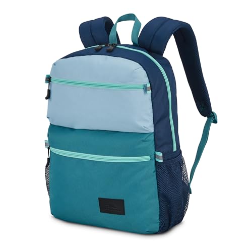 High Sierra Everclass Backpack - Travel or Work Laptop Bookbag with 360° Reflectivity, Dual Water Bottle Pockets & Fits Laptops Up To 15.6”, One Size, Glacial Blue/Sea/Tide Navy - color: Glacial Blue/Sea/Tide Navy