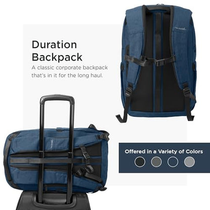 TravisMathew Duration Backpack with Laptop Sleeve, Water-Resistant Bag for Work, Travel & Hiking, Navy Heather - color: Navy Heather