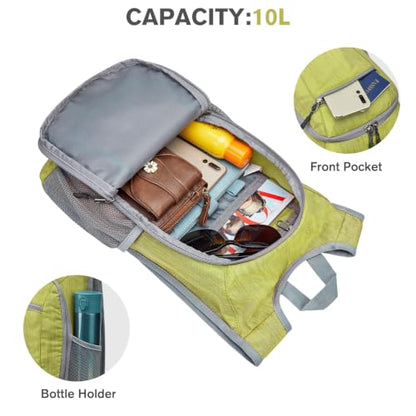 G4Free 10L/15L Hiking Backpack Lightweight Packable Hiking Daypack Small Travel Outdoor Foldable Shoulder Bag - color: Light Green, size: 10L