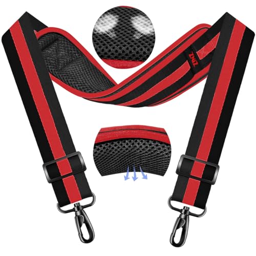 ZINMARK Shoulder Strap 59 inch, Extra-Thick Fixed Cushion Pad and Dual Clasps Universal Replacement Strap for Bags, Camera, Crossbody，Lawn mower -Black Red Black Stripe - color: Black Red Black Stripe