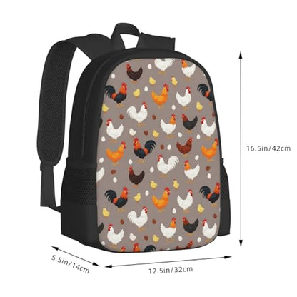 Ergonomic Padded Backpack Farm Rooster, Anti Theft Spacious Travel Daypack Sturdy Polyester Bag for Commute Gym Outdoor Leisure Use - color: Design (665)