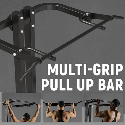 Assisted Pull Up Machine, GMWD 600LBS Leverage Assisted Chin and Dip Machine, 4 in 1 Plate Loaded Gym Equipment, Pull Up Machine with 1:1 Counterweight System & Band Peg for Home Gym