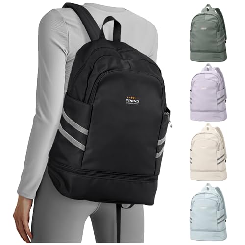 coofay Gym Backpack For Women Waterproof Backpack With Shoe Compartment Lightweight Travel Backpacks Black Sports Backpacks Large Gym Bag - color: Black-large, size: Large