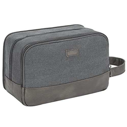 WANDF Travel Toiletry Bag for Men Large Toiletries Shaving Bag Water Resistant Hanging Dopp Kit Travel Accessories Bag for Women Men (Grey) - color: Grey