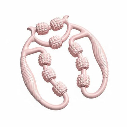 Circular Leg 9 Separate Rollers Leg Roller 360 Degree Massage Clamp Design for Athletes, Runners, Post-Workout, Home Gym, Peach Pink - color: Peach Pink