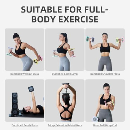 DHT Adjustable Dumbbells, Dumbbell Sets with Rack, Free Weights Dumbbells Set, All-Purpose Fitness, Anti-Rolling, Weights Set for Gym, Home, Office, 2.2-22 lbs, 1 Set - color: Macaron