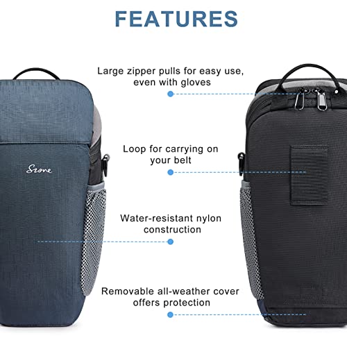 S-ZONE Camera Bag DSLR/SLR Waterproof Camera Case for Photographers Holster Compatible with Nikon Canon Sony | Strong Buckle,Rain Cover,Compatible with Nikon Canon Sony - color: Dark Blue