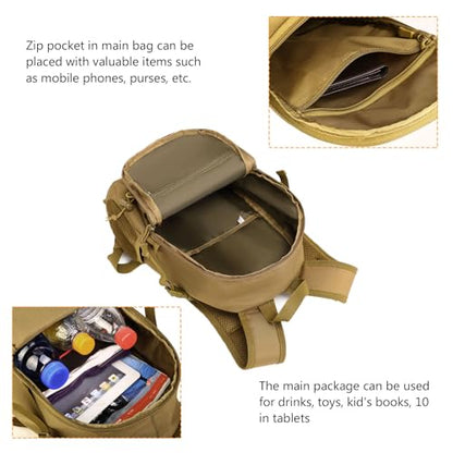 ArcEnCiel 10L/20L Mini X-Small Tactical Backpack MOLLE Daypack Gear Pack Camping Bag with Patch - color: Brown, size: 10L