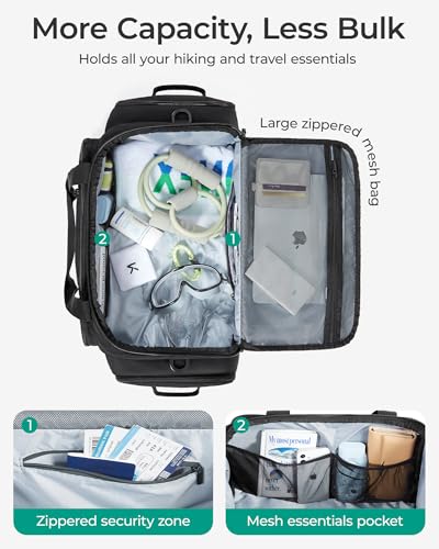 BAGSMART 4-IN-1 Gym Bag for Women Men, TSA Lightweight Duffle Bag for Travel with Shoe Compartment & Wet Pocket, 22L/30L/38L Tactical Backpack with 40oz Water Bottle Holder - color: C-Desert Khaki