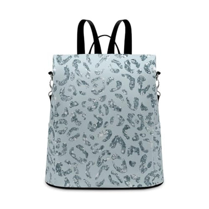 Leopard Print Baby Blue Backpack Purse for Women Anti-Theft Bag Fashion Bags Ladies Shoulder Travel Bag - color: Leopard Print Baby Blue, size: No Custom