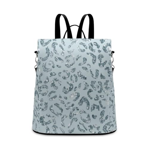 Leopard Print Baby Blue Backpack Purse for Women Anti-Theft Bag Fashion Bags Ladies Shoulder Travel Bag - color: Leopard Print Baby Blue, size: No Custom