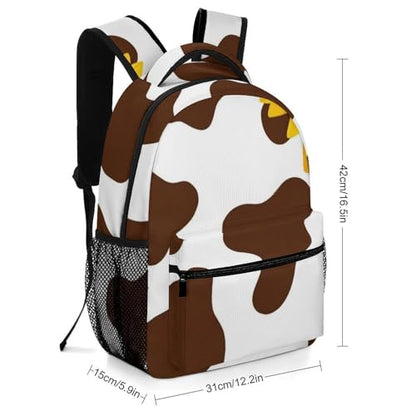 Women's Lightweight Bookbag Casual Travel Backpack Bag with Adjustable Strap Cow Print And Sunflower Daypack Bags for Travel Office College - color: Color(531)