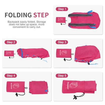 20L Small Hiking Backpack Lightweight Packable Daypack Rose - color: Rose Red