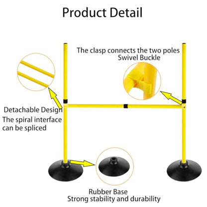 Adjustable Height Agility Hurdle Set Multi-Function Soccer Trainning Pole Set Coaching Sticks with Rubber Base - color: 3.3 FT