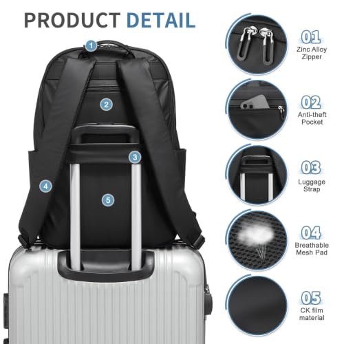 16 Inch Laptop Backpack for Men, Business Work Backpack for Everyday Commute, Waterproof Travel Office Computer Bag, Black - color: Black
