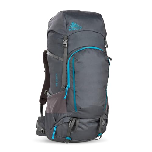 Kelty Asher Backpack, Daypack to Multi-Day Backpacking Capacity, Hiking, Lightweight Travel Pack, Internal Frame (65L Beluga) - color: Beluga/Stormy Blue, size: 65L