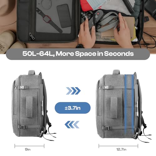 Travel Laptop Backpack for Men, 60L Extra Large TSA Approved Business Computer Bag, Water Resistant & Fits 18.4 Inch Laptop, Grey - color: Grey, size: 3X-Large