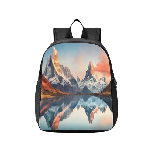 Lightweight Waterproof Backpack with Mountains Design - Durable Travel Daypack for Everyday Use#592
