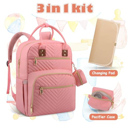 Tenot Baby Diaper Bag Backpack, Travel Diaper Bags for Baby Girl Boy Large Capacity Baby Bag Backpack for Women Light Pink - color: Light Pink