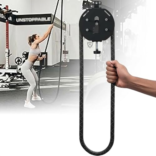 Endless Rope Trainer, Suspension Resistance Trainer Machine with Adjustable Resistance, 14 Ft Closed-Loop Nylon Rope, Pulley System for Home Gym Interval Resistance - color: Black