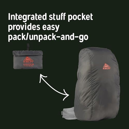 Kelty Backpack Rain Cover, Water Proof Cover for Hiking and Backpacking Packs 30 to 105 Liters, Elastic Cinch, Integrated Stuff Pocket, 2024 Update - size: Large (55-75L)