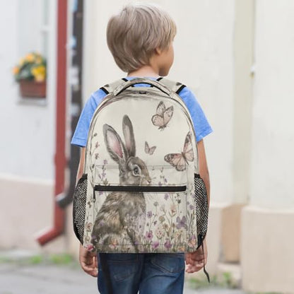 Funny Rabbit Backpack with Chest Strap, Casual Backpack for Women Men, 16 Inch Daypack for Travel Work, Farmhouse Bunny Animals - color: Black