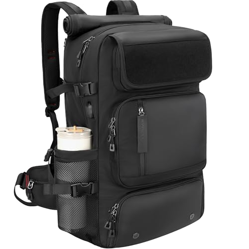 60L Convertible Carry On Backpack&Duffle Bag&Weekender Bag with 17" Padded Laptop Sleeve, USB Charging Port, Shoe Compartment for Men Women, Travel, Tactical, Gym, Hiking, Overnight Trips - color: Black(b), size: 60L