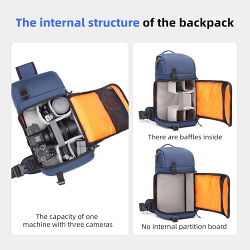 Camera Sling Bag, Crossbody Shoulder Bag for Canon, Nikon, Sony, Fuji DSLR/SLR/Mirrorless Cameras, Photographer Photography Bag (Deep Lake Blue) - color: Deep Lake Blue