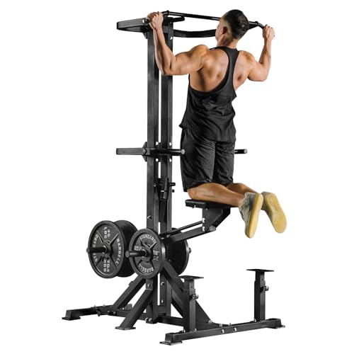 Assisted Pull Up Machine, GMWD 600LBS Leverage Assisted Chin and Dip Machine, 4 in 1 Plate Loaded Gym Equipment, Pull Up Machine with 1:1 Counterweight System & Band Peg for Home Gym