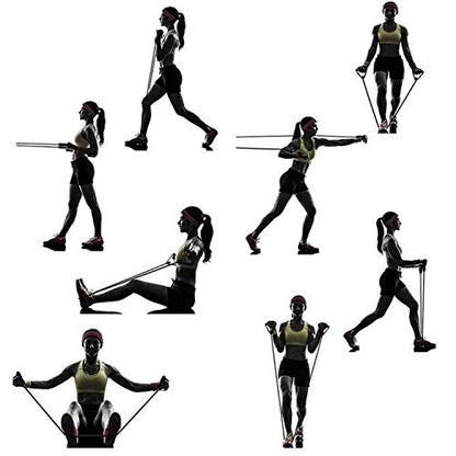 Resistance Bands Set 11PCS Workout Bands 5 Stackable Exercise Bands with Handles ，Door Anchor and Ankle Straps，Stackable Up to 150lbs，for Resistance Training，Home Workouts, Black