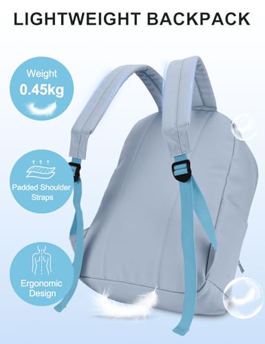 VASCHY Lightweight Backpack for School, Water Resistant Classic Bookbag with Side Pockets for Boys,Kids,Teens Baby Blue - color: Baby Blue